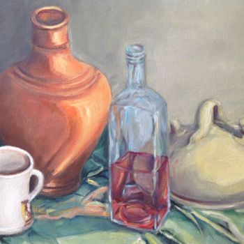 Painting titled "Bodegón-con-botijo.…" by Martiche, Original Artwork, Oil