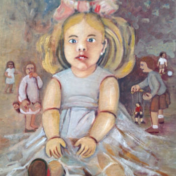 Pintura intitulada "Muñeca-perdida-en-e…" por Martiche, Obras de arte originais, Óleo