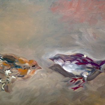 Pintura titulada "Pareja-de-pájaros.j…" por Martiche, Obra de arte original, Oleo