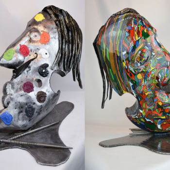 Sculptuur getiteld "The color chart of"…" door Artiste Les Tordus, Origineel Kunstwerk, Metalen