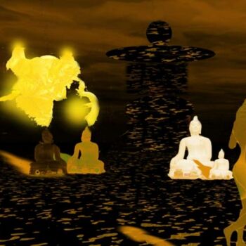 Digital Arts titled "Buddha&Co" by Rob Arbouw, Original Artwork, Digital Painting