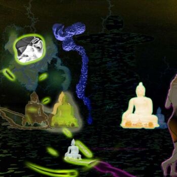 Digitale Kunst getiteld "Buddha&Co5" door Rob Arbouw, Origineel Kunstwerk, Digitaal Schilderwerk