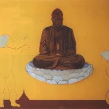 Ζωγραφική με τίτλο "baby buddha" από Rob Arbouw, Αυθεντικά έργα τέχνης, Λάδι