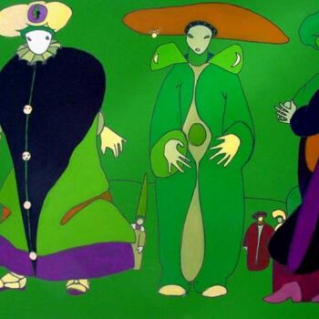 Painting titled "the green Jesters" by Rob Arbouw, Original Artwork