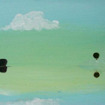 Peinture intitulée "hazey lake with a b…" par Rob Arbouw, Œuvre d'art originale, Huile