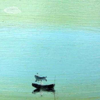 Painting titled "two small boat in t…" by Rob Arbouw, Original Artwork, Oil