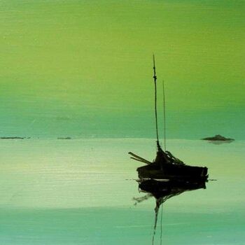 Painting titled "Big green lagoon" by Rob Arbouw, Original Artwork, Oil