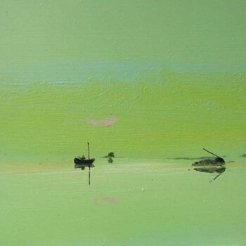 Pittura intitolato "green lagoon on Mau…" da Rob Arbouw, Opera d'arte originale, Olio