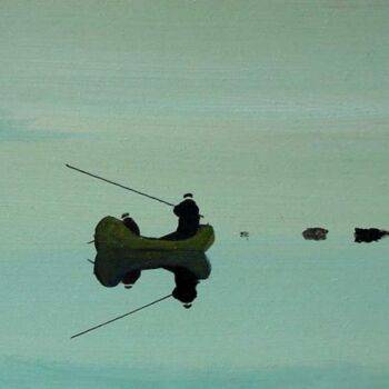 Pintura intitulada "Lagoon at 5 o'clock…" por Rob Arbouw, Obras de arte originais, Óleo