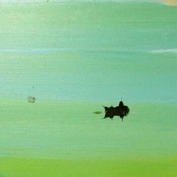 Pintura titulada "lagoon with a man o…" por Rob Arbouw, Obra de arte original, Oleo