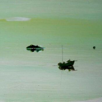 Painting titled "fishermen in a lago…" by Rob Arbouw, Original Artwork, Oil