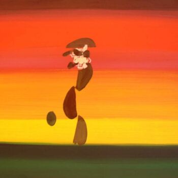 Painting titled "Running Arlequino" by Rob Arbouw, Original Artwork, Oil