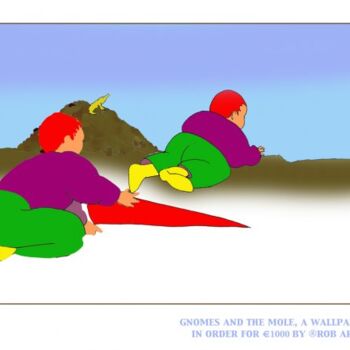 Pittura intitolato "Gnomes and the mole" da Rob Arbouw, Opera d'arte originale