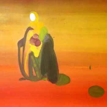 Pintura intitulada "Walking monk" por Rob Arbouw, Obras de arte originais