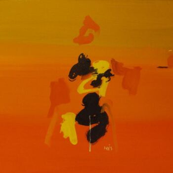 Painting titled "An orange desert re…" by Rob Arbouw, Original Artwork, Oil