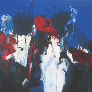 Malerei mit dem Titel "Some red in blue sky" von Rob Koedijk, Original-Kunstwerk, Öl