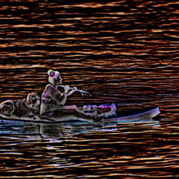 Digital Arts titled "Sunset Kayak" by Robbi Ling Montgomery, Original Artwork, 2D Digital Work