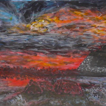 Painting titled "Seaside In Chaos" by Robbie Nuwanda, Original Artwork, Acrylic