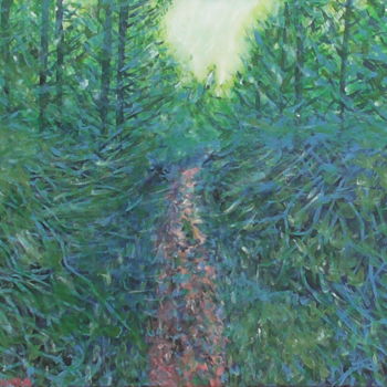 Painting titled "Blue and Green Fore…" by Robbie Nuwanda, Original Artwork, Acrylic
