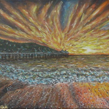 Painting titled "Sunset At Sea" by Robbie Nuwanda, Original Artwork, Acrylic