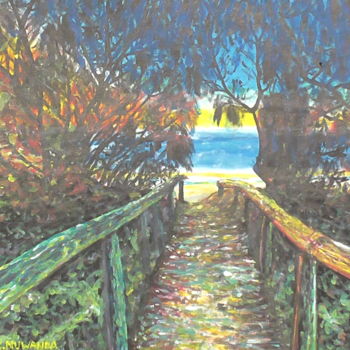 Painting titled "Path To The Sea" by Robbie Nuwanda, Original Artwork, Acrylic