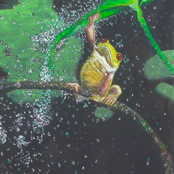 Painting titled "Froggy" by Robbie Nuwanda, Original Artwork, Acrylic