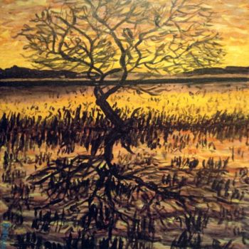 Painting titled "The Haunted Tree" by Robbie Nuwanda, Original Artwork, Acrylic