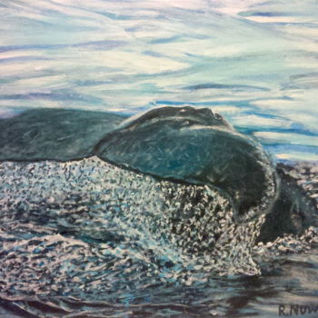 Painting titled "Sperm Whale Dive" by Robbie Nuwanda, Original Artwork, Acrylic