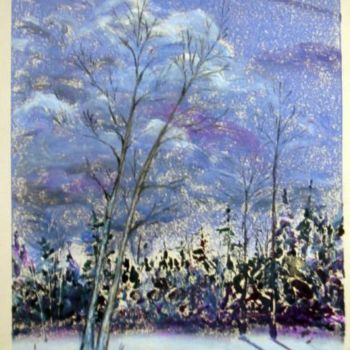 Ζωγραφική με τίτλο "Snow Birch" από Rob Debartolo, Αυθεντικά έργα τέχνης