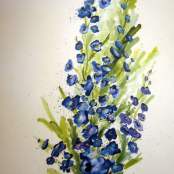 Painting titled "Blue Delphinium" by Rob Debartolo, Original Artwork