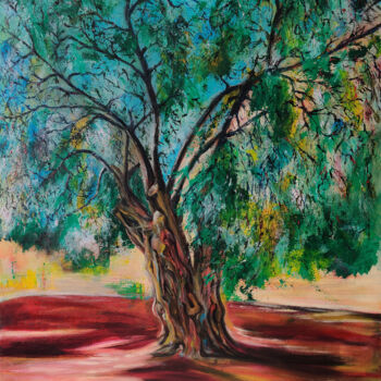 Pintura titulada "olive tree" por Róbert Bánrévi, Obra de arte original, Acrílico Montado en Bastidor de camilla de madera