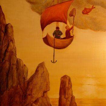 Malerei mit dem Titel "la pêche miraculeus…" von Boul, Original-Kunstwerk, Öl