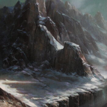 Painting titled "Lonely Mountain" by Robert Braginsky, Original Artwork, Oil