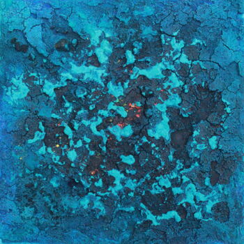 제목이 "Blue serie N°1"인 미술작품 Robert Cadiere로, 원작, 모래 나무 들것 프레임에 장착됨