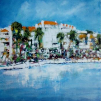 Painting titled "BANDOL" by Robert Charles, Original Artwork, Oil Mounted on Wood Stretcher frame