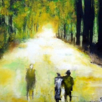 Peinture intitulée "Promenade en forêt" par Robert Charles, Œuvre d'art originale, Huile Monté sur Châssis en bois