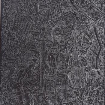 Gravures & estampes intitulée "Le Violoncelliste" par Robert Combas, Œuvre d'art originale, Eau-forte
