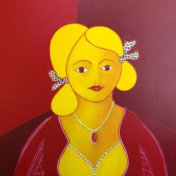 Peinture intitulée "La femme au pendent…" par Robert Daniel Syriex, Œuvre d'art originale, Huile