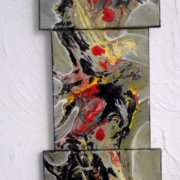 Painting titled "Tableau composé 17" by Robert Daout, Original Artwork, Acrylic Mounted on Wood Stretcher frame