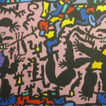 Malerei mit dem Titel "Trumpet and the sax" von Robert Gaillot, Original-Kunstwerk