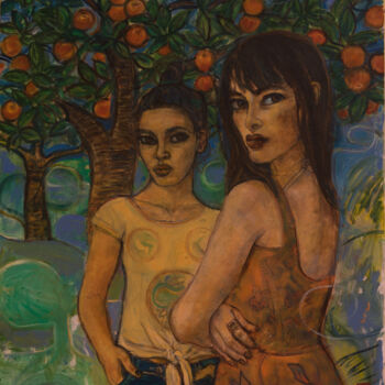 Peinture intitulée "Sous les orangers -…" par Robert Gibson, Œuvre d'art originale, Huile