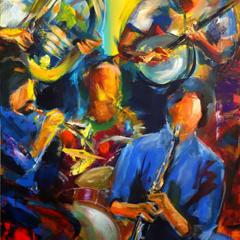 Pittura intitolato "Jazz Club I" da Robert Hettich, Opera d'arte originale, Acrilico