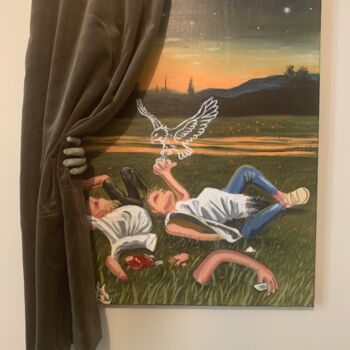 Schilderij getiteld "Curtain Call" door Robert Inestroza, Origineel Kunstwerk, Olie