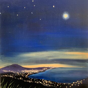 Картина под названием "Riviera Nocturne II" - Robert Inestroza, Подлинное произведение искусства, Масло