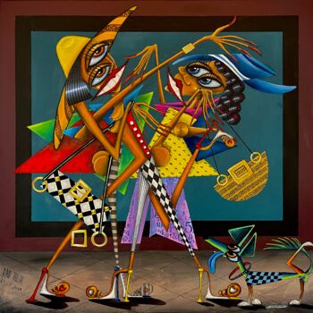 Картина под названием "Shopping" - Robert Jadczak (R.ROB  Jadczak), Подлинное произведение искусства, Масло