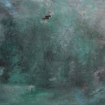 Painting titled "Paysage gris vert" by Robert Labor, Original Artwork, Oil