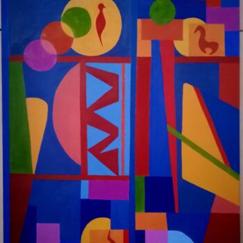 Schilderij getiteld "cubisme  2" door Robert Marion, Origineel Kunstwerk, Olie Gemonteerd op Frame voor houten brancard