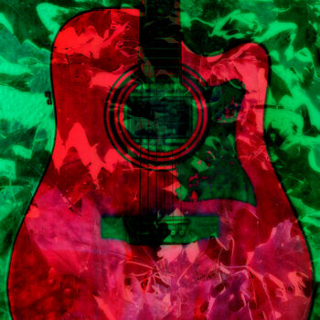Arts numériques intitulée "Bodyart Red Guitar" par Robert Michalak, Œuvre d'art originale, Photographie numérique