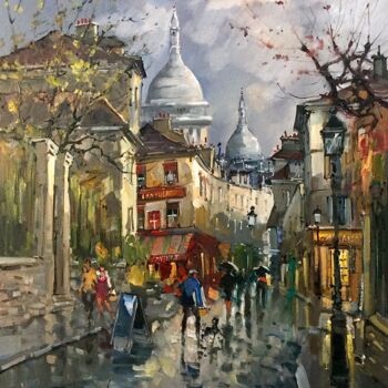 Painting titled "Paris Montmartre la…" by Robert Ricart, Original Artwork, Oil