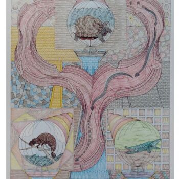 Картина под названием "Fortune Of Reptiles" - Robert Robbins, Подлинное произведение искусства, Масло